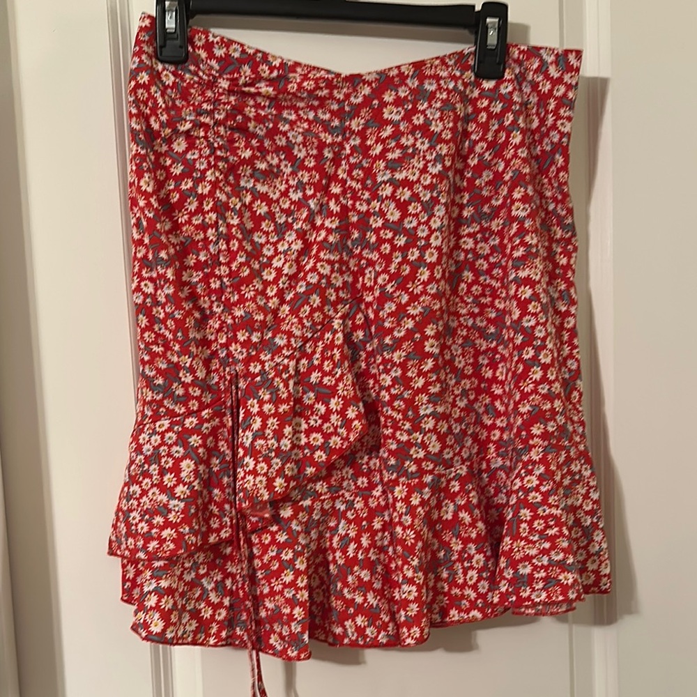 Floral Red Skirt
